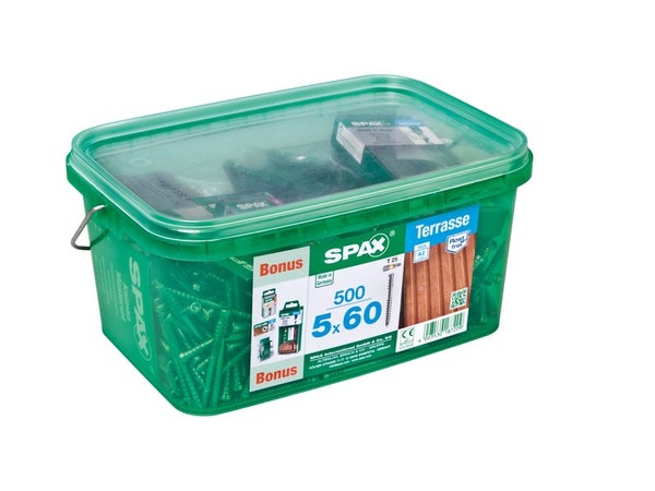 Lot De 500 Vis Terrasse Acier Tête Cylindrique Spax, Diam.5 Mm X L.60 Mm