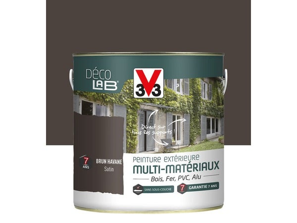 Peinture multimatériaux Extérieur Décolab® V33 Brun Havane Satiné 2 L