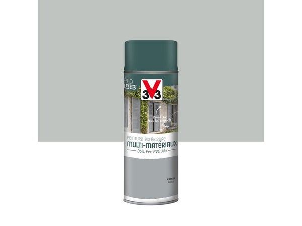 Peinture Aérosol Extérieur Multi-Matériaux V33, Aluminium Métallisé, 0.4 L