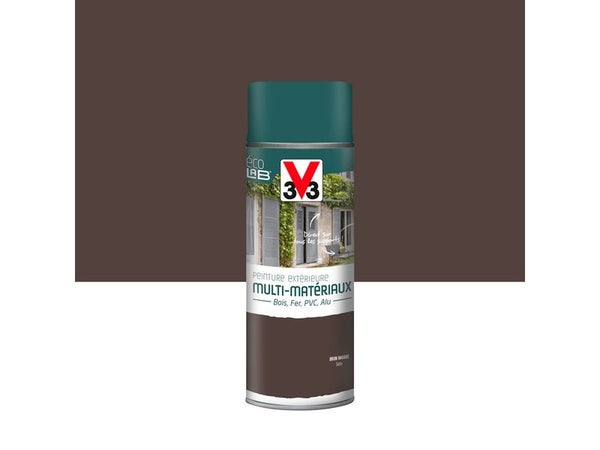 Peinture Aérosol Extérieur Multi-Matériaux V33, Brun Havane Satiné, 0.4 L