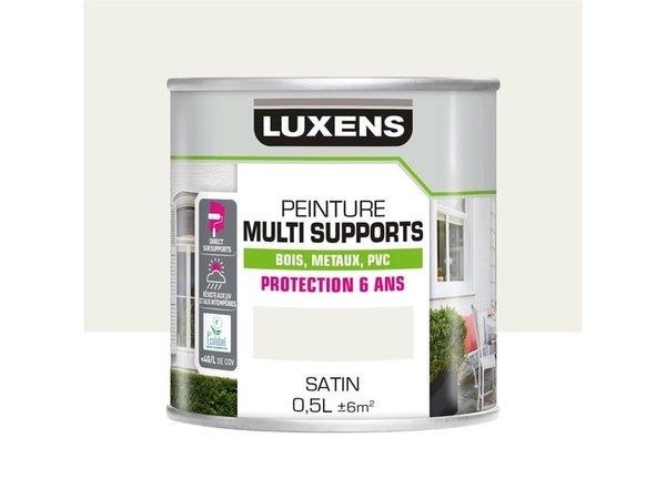 Peinture multimatériaux extérieur, LUXENS, 0.5 L blanc satiné