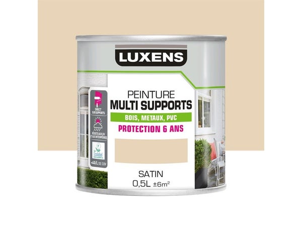 Peinture multimatériaux Extérieur Luxens Ivoire Clair Satiné 0.5 L