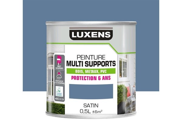 Peinture multimatériaux Extérieur Luxens Bleu Provence Satiné 0.5 L