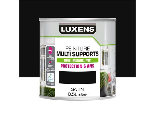 Peinture multimatériaux Extérieur Luxens Noir Satiné 0.5 L
