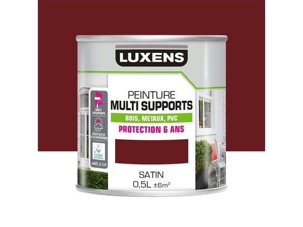 Peinture multimatériaux Extérieur Luxens Rouge Basque Satiné 0.5 L