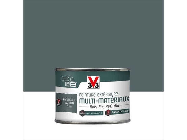 Peinture multimatériaux Extérieur Décolab® V33 Gris Bleuté Satiné 0.125 L