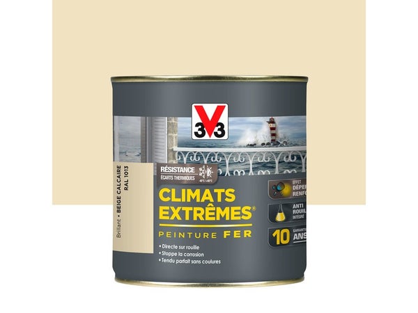 Peinture Fer Extérieur Climats Extrêmes® V33 Beige Calcaire Brillant 0.5 L