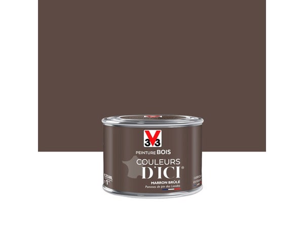 Peinture Bois Extérieur Couleurs D'Ici® V33, Marron Brûlé Velours 0.125 L