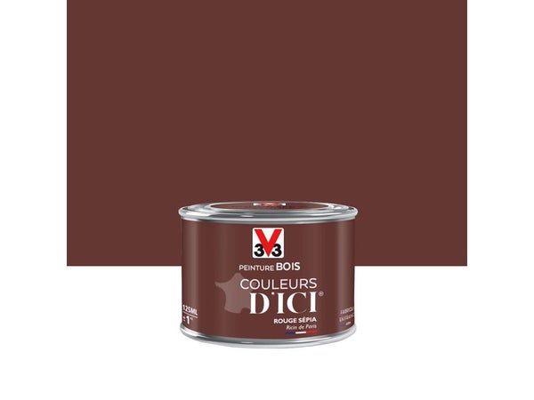 Peinture Bois Extérieur Couleurs D'Ici® V33, Rouge Sépia Velours 0.125 L