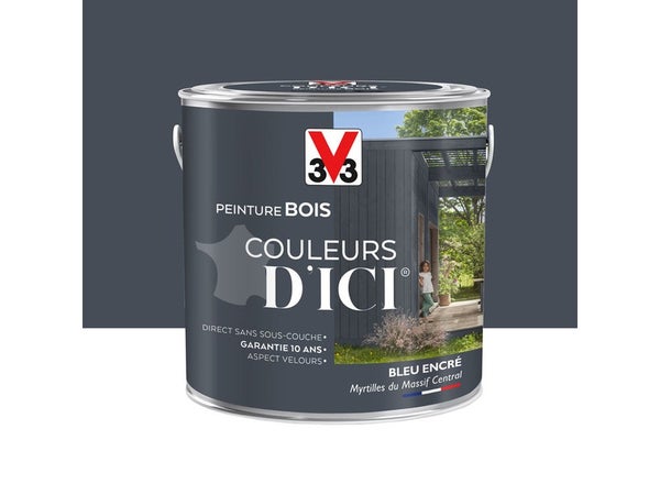 Peinture Bois Extérieur Couleurs D'Ici® V33, Bleu Encré Velours 2 L