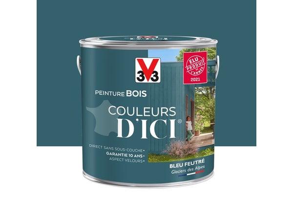Peinture Bois Extérieur Couleurs D'Ici® V33, Bleu Feutré Velours 2 L