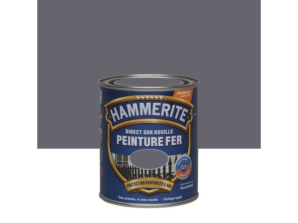 Peinture Fer Extérieur Direct Sur Rouille Hammerite Anthracite Brillant 0.75 L