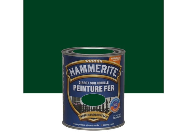 Peinture Fer Extérieur Direct Sur Rouille Hammerite Vert Buisson Brillant 0.75 L