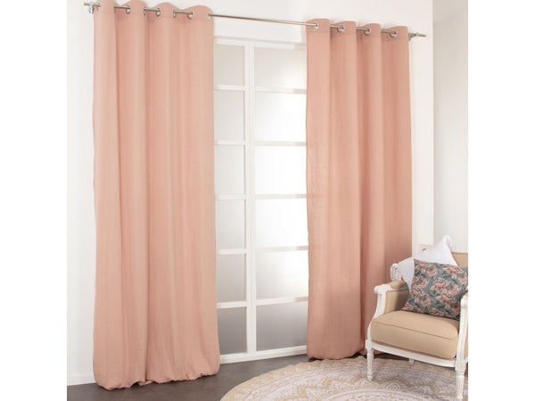 Rideau tamisant, Maja, gaze de coton, rose L.130 x H.260 cm