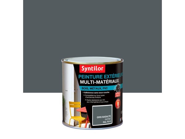 Peinture multimatériaux Extérieur Syntilor Gris Basalte Satiné 0.5 L
