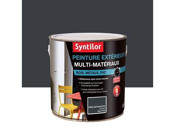 Peinture multimatériaux Extérieur Syntilor Gris Anthracite Satiné 2 L
