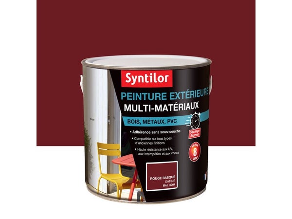 Peinture multimatériaux Extérieur Syntilor Rouge Basque Satiné 2 L