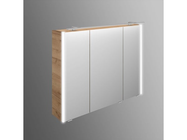 Armoire led de toilette lumineuse l. 93.2 cm H. 70.3 cm, effet chêne feria Image