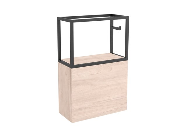 Meuble lave-mains studio, l.48.2 x H.76 x P.22.5 cm, effet chêne clair
