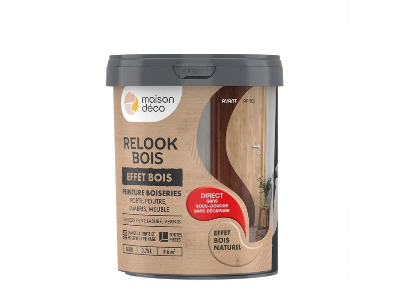 Lasure intérieure poutre et lambris Relook bois MAISON DECO, 0.75l, bois  naturel - Clous vis et fixations - Achat & prix