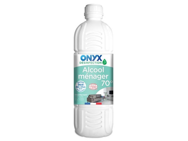 Alcool ménager 70° liquide, ONYX, 1L parfum citron