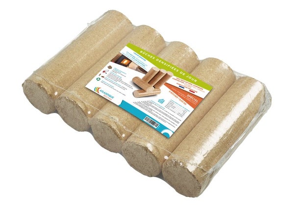Bûches compressées bois tendre et dur, PIVETEAUBOIS, sac de 5 bûches L.28 cm