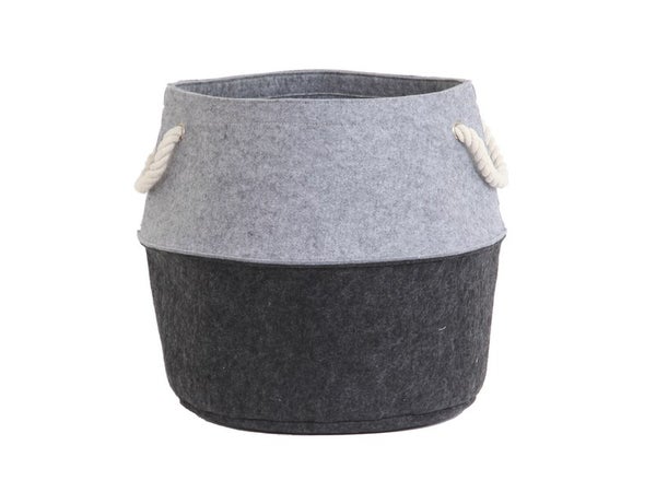 Panier à bûches gris clair / gris foncé LE MARQUIER bicolore L.44 X H.41 cm