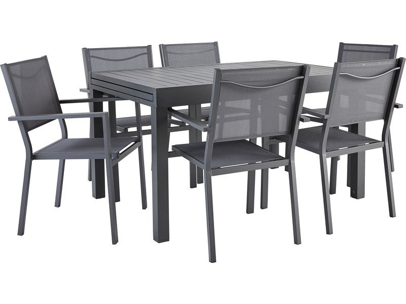 Table de jardin rectangulaire LISBON extensible de coloris gris