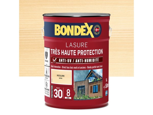 Lasure Bondex Très Haute Protection 8 Ans Satiné 5 L