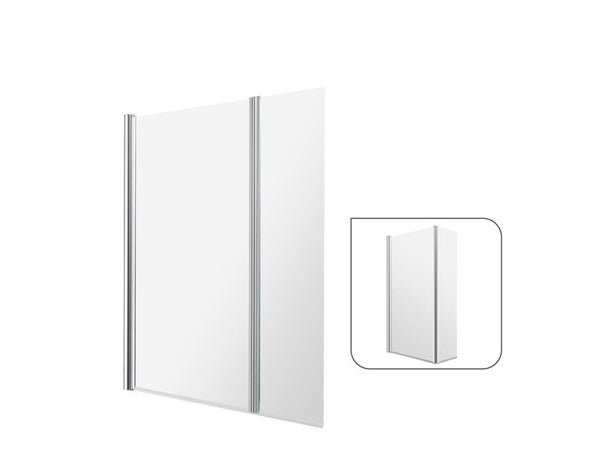 Pare-baignoire pivotant transparent chromé, H.140 x l.115 cm ESSENTIAL
