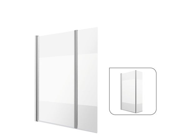Pare-baignoire pivotant sérigraphié chromé, H.140 x l.115 cm ESSENTIAL