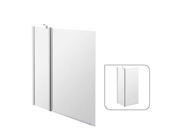 Pare-baignoire fixe et pivotant transparent chromé, H.140 x l.103 cm ESSENTIAL