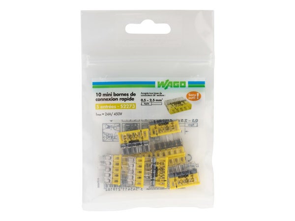 Bornes 8 entrées (0.5-2.5mm) Jaune boite de 50 pièces - WAGO