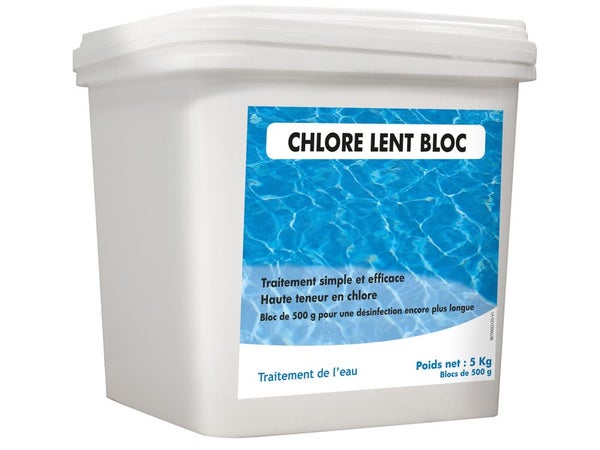 Chlore lent piscine, galet 5 kg