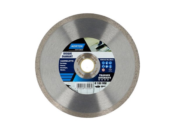 Disque Diamant Intensif Plein Pour Carrelage Norton, Diam.180 Mm