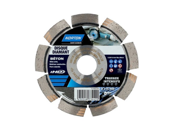 Disque Diamant Intensif Segmenté Pour Matériaux De Construction Norton,Diam115Mm