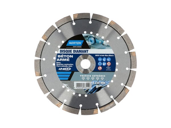 Disque Diamant Extrême Segmenté Pour Matériaux De Construction Norton,Diam.230Mm