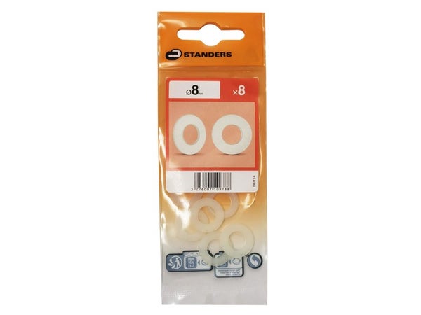 Lot De 8 Rondelles Nylon Brut, Diam.8.3 Mm Standers