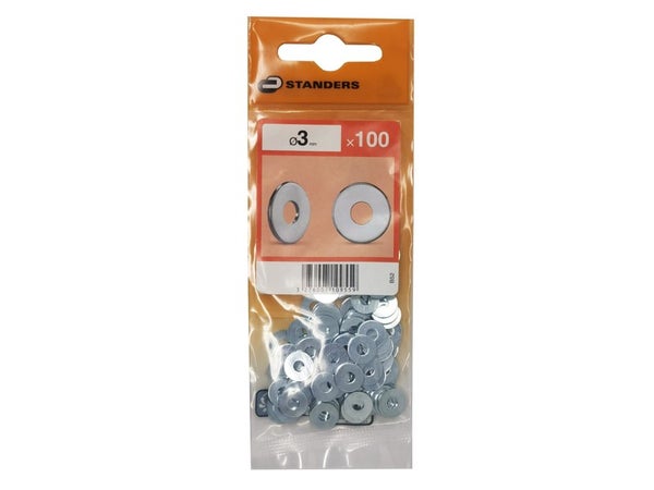 Lot De 100 Rondelles Acier Carbone Zingué, Diam.3.2 Mm Standers