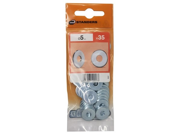 Lot de 35 rondelles acier carbone zingué, STANDERS, diam. 5.3 mm