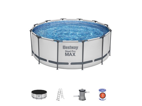 Piscine hors-sol STEEL PRO BESTWAY, L.3.66 m x l.3.66 m x H. 1,22 m