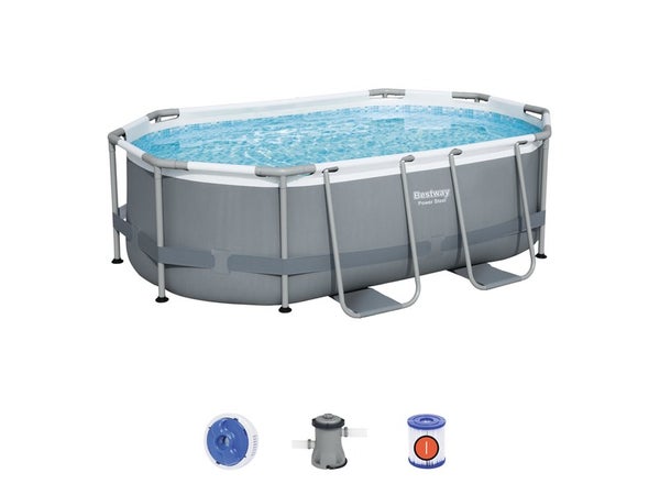 Piscine Hors-Sol Powersteel Bestway, L.3,05 M X L.2 M X H. 0,84 M, Ovale