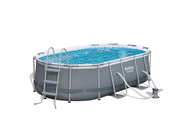 Piscine hors-sol POWERSTEEL BESTWAY, L.4,27 m x l.2,5 m x H. 1 m, ovale