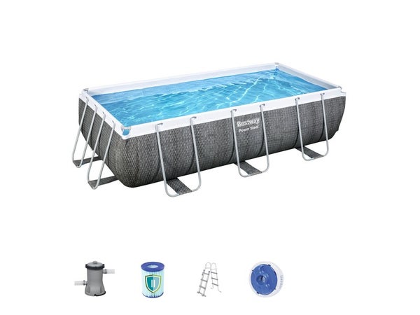 Piscine hors-sol POWERSTEEL BESTWAY, L.4,04 m x l.2,01 m x H. 1 m