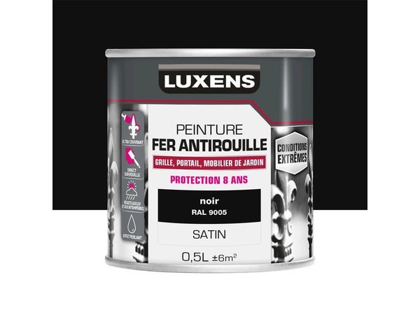 Peinture Fer Extérieur Luxens Noir Satiné 0.5 L