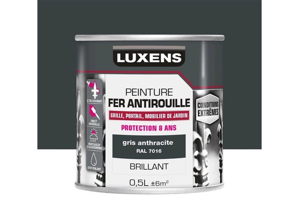 Peinture Fer Extérieur Luxens Gris Anthracite Glossy 0.5 L