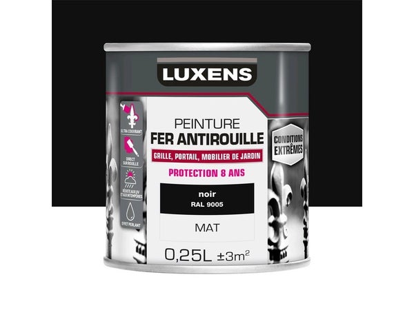 Peinture Fer Extérieur Luxens Noir Mat 0.25 L