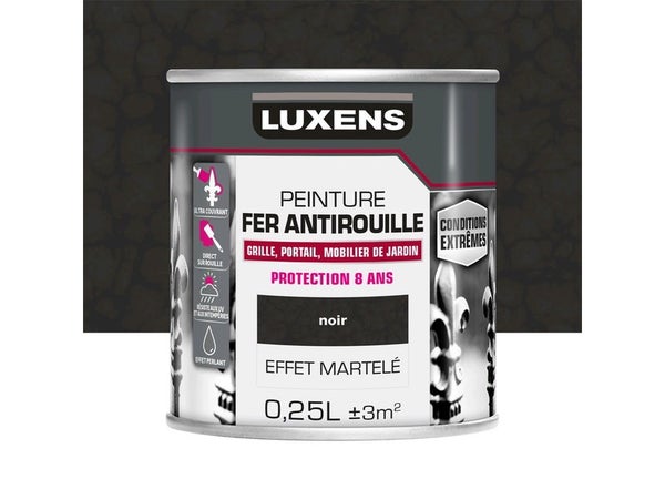 Peinture Fer Extérieur Luxens Noir Martelé 0.25 L