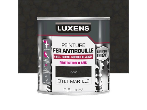 Peinture Fer Extérieur Luxens Noir Martelé 0.5 L
