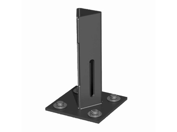 Platine piquet acier galvanisé plastifié à visser gris, H. 15.5 cm